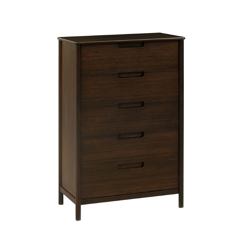Greenington Weston Five Drawer Solid Bamboo Chest Mid-century Bedroom Storage Black Walnut GW0004BL
