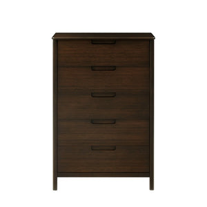 Greenington Weston Five Drawer Solid Bamboo Chest Mid-century Bedroom Storage Black Walnut GW0004BL