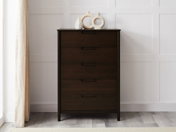 Greenington Weston Five Drawer Solid Bamboo Chest Mid-century Bedroom Storage Black Walnut GW0004BL