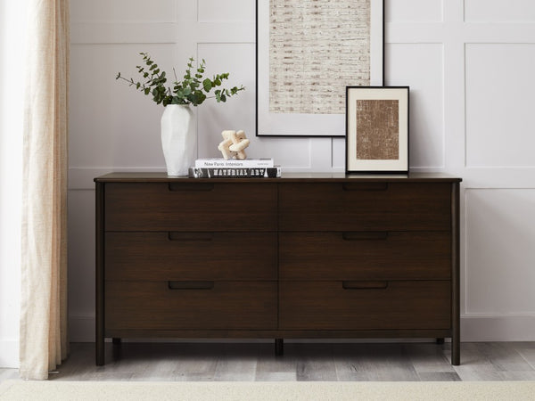 Greenington Weston Six Drawer Solid Bamboo Dresser Mid-century Modern Bedroom Storage GW0005BL