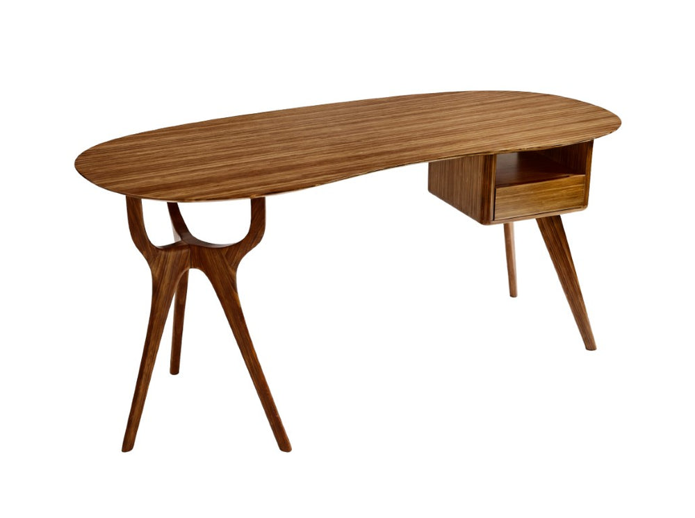 Greenington Wynn Solid Bamboo Writing Desk with Drawer Storage and Open Shelving for Home Office Amber GWN001AM
