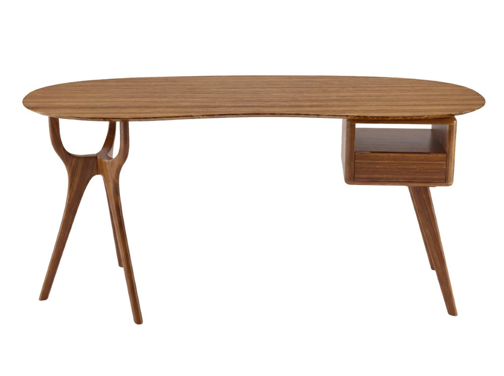 Greenington Wynn Solid Bamboo Writing Desk with Drawer Storage and Open Shelving for Home Office Amber GWN001AM
