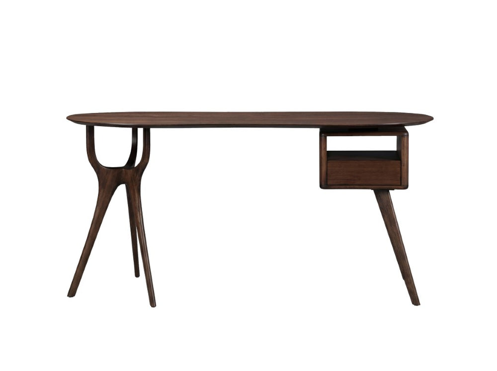Greenington Wynn Solid Bamboo Writing Desk with Floating Drawer and Open Shelf for Home Office Black Walnut GWN001BL