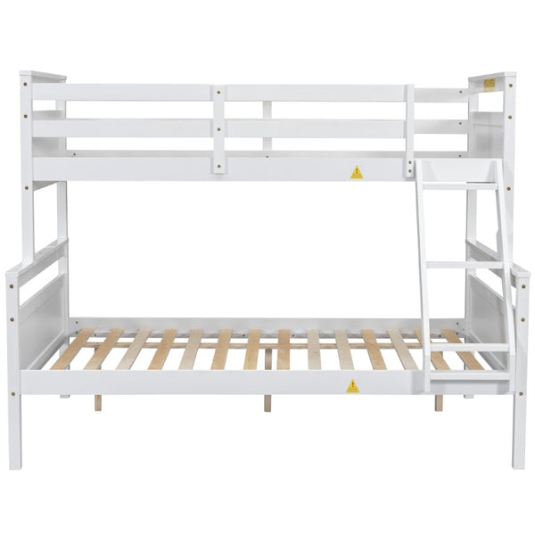 English Elm Twin Over Full Bunk Bed Solid Pine Frame with Angled Ladder and Safety Guardrails White GX000118AAK-1