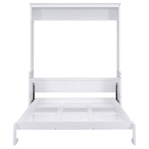 English Elm Queen Murphy Wall Bed with Fold Down Desk Pine MDF Frame Space Saving Cabinet White GX000350AAK-1