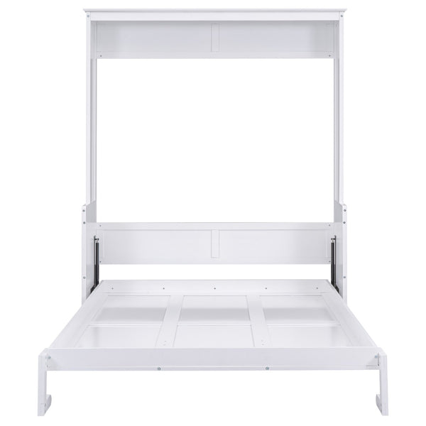 English Elm Queen Murphy Wall Bed with Fold Down Desk Pine MDF Frame Space Saving Cabinet White GX000350AAK-1