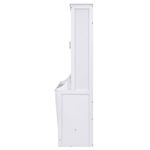English Elm Queen Murphy Wall Bed with Fold Down Desk Pine MDF Frame Space Saving Cabinet White GX000350AAK-1