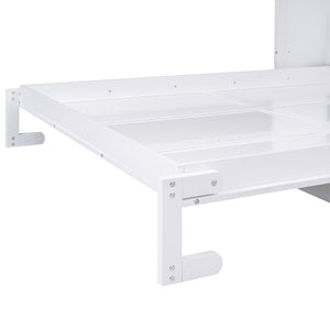 English Elm Queen Murphy Wall Bed with Fold Down Desk Pine MDF Frame Space Saving Cabinet White GX000350AAK-1