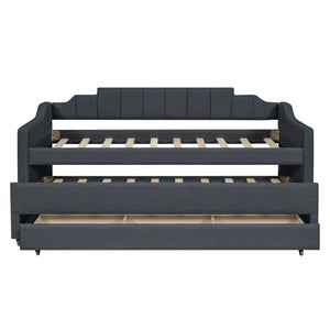 English Elm Twin Linen Blend Upholstered Daybed with Pull Out Trundle and Three Storage Drawers GX001513AAE