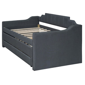 English Elm Twin Linen Blend Upholstered Daybed with Pull Out Trundle and Three Storage Drawers GX001513AAE