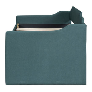 English Elm Twin Linen Upholstered Daybed with Pull Out Trundle and Three Storage Drawers GX001513AAF
