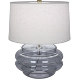 Robert Abbey Horizon Table Lamp Modern Brass Finish w/ Smoke Gray Glass Oyster Linen Shade