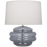 Robert Abbey Horizon Table Lamp Modern Brass Finish w/ Smoke Gray Glass Oyster Linen Shade