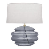 Robert Abbey Horizon Accent Lamp Modern Brass Finish w/ Smoke Gray Glass Oyster Linen Shade