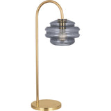 Robert Abbey Horizon Table Lamp Modern Brass Finish w/ Smoke Gray Glass Smoke Gray Glass