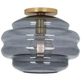 Robert Abbey Horizon Flushmount Modern Brass Finish w/ Smoke Gray Glass Smoke Gray Glass