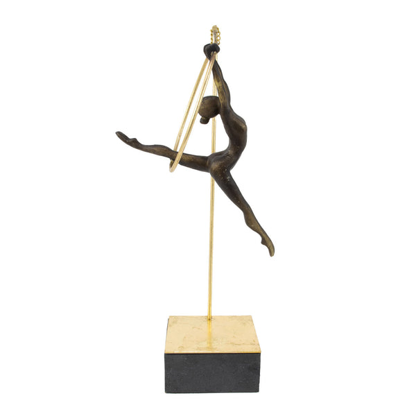 Zeugma Gymnast Bronze Finish Sculpture With Gold Leaf Base - Elegant 18" Art For Home Or Office Decor   Cf1210201