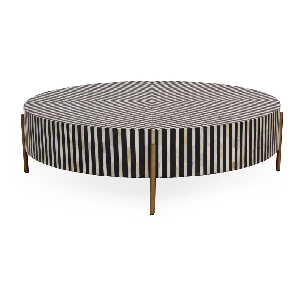 Moe's Home Chameau Coffee Table - Striking Art Deco Design With Black And White Camel Bone And Resin Finish Multicolor Camel Bone In Resin,Iron Legs Gz-1139-37