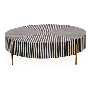 Moe's Home Chameau Coffee Table - Striking Art Deco Design With Black And White Camel Bone And Resin Finish Multicolor Camel Bone In Resin,Iron Legs Gz-1139-37