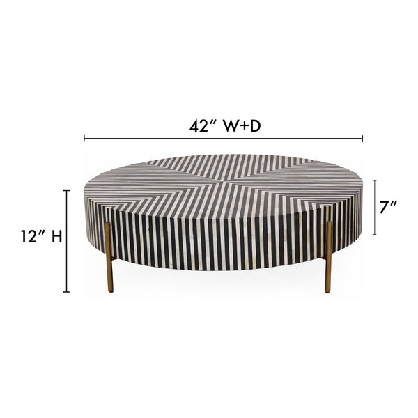 Moe's Home Chameau Coffee Table - Striking Art Deco Design With Black And White Camel Bone And Resin Finish Multicolor Camel Bone In Resin,Iron Legs Gz-1139-37