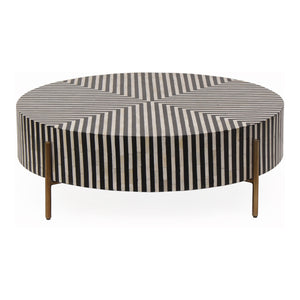 Moe's Home Chameau Art Deco Coffee Table In Black And White – Bold Design With Brass-finished Base Multicolor Camel Bone In Resin,Iron Legs Gz-1147-37