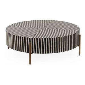 Moe's Home Chameau Art Deco Coffee Table In Black And White – Bold Design With Brass-finished Base Multicolor Camel Bone In Resin,Iron Legs Gz-1147-37