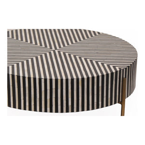 Moe's Home Chameau Art Deco Coffee Table In Black And White – Bold Design With Brass-finished Base Multicolor Camel Bone In Resin,Iron Legs Gz-1147-37
