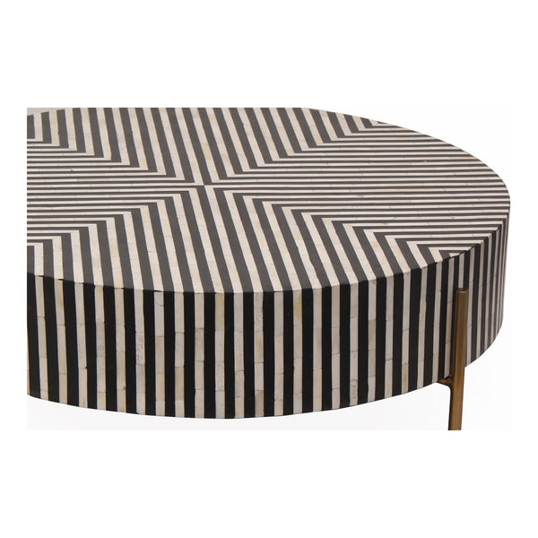 Moe's Home Chameau Art Deco Coffee Table In Black And White – Bold Design With Brass-finished Base Multicolor Camel Bone In Resin,Iron Legs Gz-1147-37