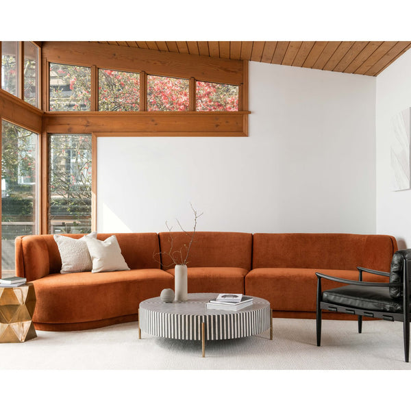 Moe's Home Chameau Art Deco Coffee Table In Black And White – Bold Design With Brass-finished Base Multicolor Camel Bone In Resin,Iron Legs Gz-1147-37