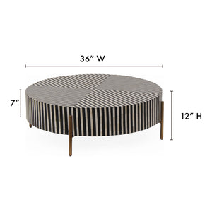 Moe's Home Chameau Art Deco Coffee Table In Black And White – Bold Design With Brass-finished Base Multicolor Camel Bone In Resin,Iron Legs Gz-1147-37