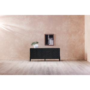 Moe's Home Misaki Sideboard – Elegant Solid Oak Design With Intricate Hand-carved Detailing For Modern Spaces Black Solid Oak Legs,Mdf Gz-1152-02