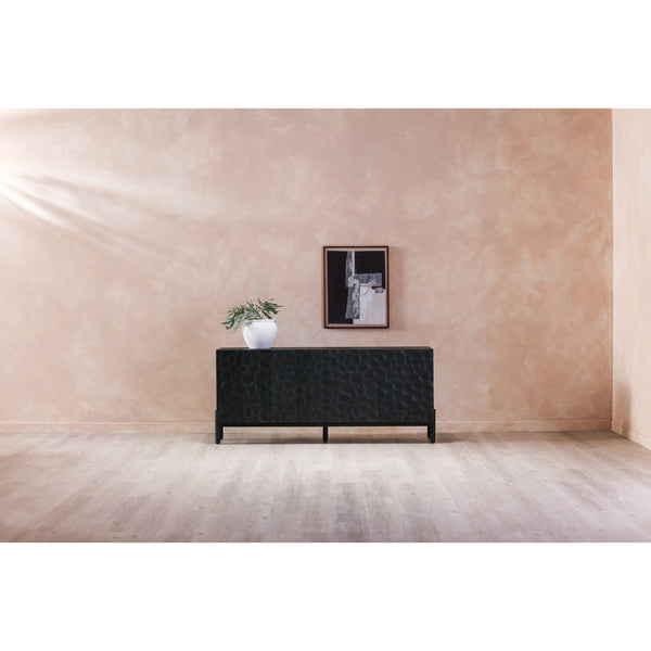 Moe's Home Misaki Sideboard – Elegant Solid Oak Design With Intricate Hand-carved Detailing For Modern Spaces Black Solid Oak Legs,Mdf Gz-1152-02
