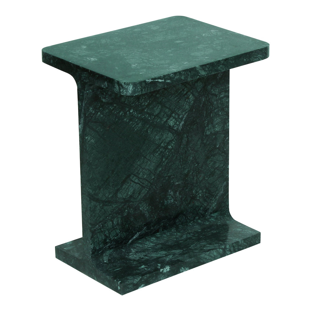 Moe's Home Tullia Accent Table - Modern Marble Design With I-beam Form For Stylish Home Décor And Elegance Green Forest Green Marble Gz-1153-27