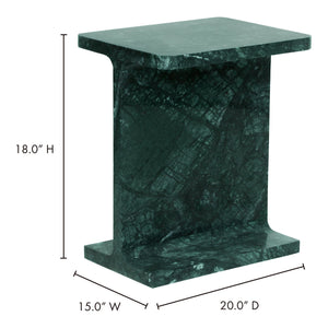 Moe's Home Tullia Accent Table - Modern Marble Design With I-beam Form For Stylish Home Décor And Elegance Green Forest Green Marble Gz-1153-27