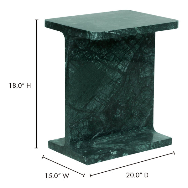 Moe's Home Tullia Accent Table - Modern Marble Design With I-beam Form For Stylish Home Décor And Elegance Green Forest Green Marble Gz-1153-27