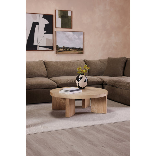 Moe's Home Oregon Round Coffee Table - Stunning Burl Wood Design With Art Deco Flair And Durable Construction Brown Burl Wood Veneer,Birch Frame Gz-1154-21-0
