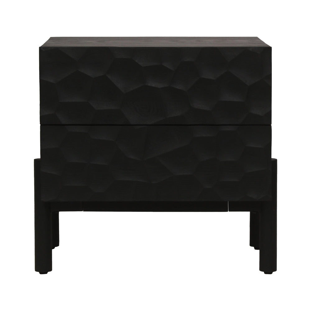 Moe's Home Misaki Nightstand - Hand-carved Solid Oak Design Inspired By Okinawa's Natural Beauty And Charm Black Solid Oak,Mdf Back And Drawer Bottom Gz-1162-02