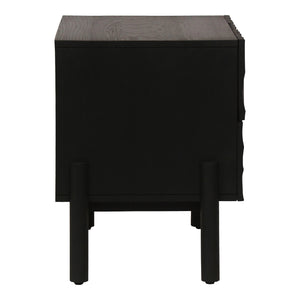 Moe's Home Misaki Nightstand - Hand-carved Solid Oak Design Inspired By Okinawa's Natural Beauty And Charm Black Solid Oak,Mdf Back And Drawer Bottom Gz-1162-02