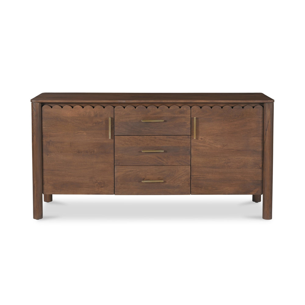 Moe's Home Wiley 3 Drawer Sideboard - Elegant Modern Design With Timeless Charm & Sustainable Mango Wood Craftsmanship Brown Mango Wood,Mango Wood Veneer Over Mdf Back And Drawer Bottom Gz-1164-03