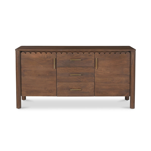 Moe's Home Wiley 3 Drawer Sideboard - Elegant Modern Design With Timeless Charm & Sustainable Mango Wood Craftsmanship Brown Mango Wood,Mango Wood Veneer Over Mdf Back And Drawer Bottom Gz-1164-03