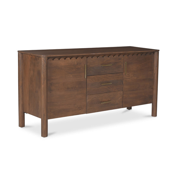 Moe's Home Wiley 3 Drawer Sideboard - Elegant Modern Design With Timeless Charm & Sustainable Mango Wood Craftsmanship Brown Mango Wood,Mango Wood Veneer Over Mdf Back And Drawer Bottom Gz-1164-03