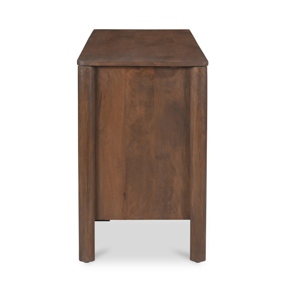 Moe's Home Wiley 3 Drawer Sideboard - Elegant Modern Design With Timeless Charm & Sustainable Mango Wood Craftsmanship Brown Mango Wood,Mango Wood Veneer Over Mdf Back And Drawer Bottom Gz-1164-03