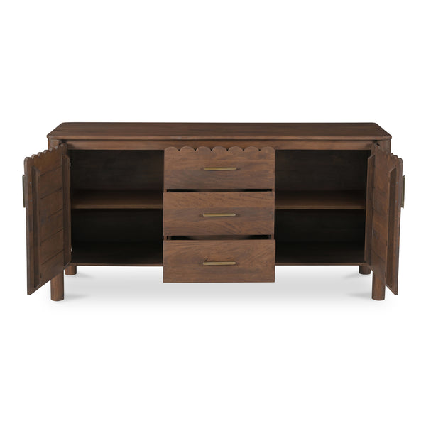 Moe's Home Wiley 3 Drawer Sideboard - Elegant Modern Design With Timeless Charm & Sustainable Mango Wood Craftsmanship Brown Mango Wood,Mango Wood Veneer Over Mdf Back And Drawer Bottom Gz-1164-03