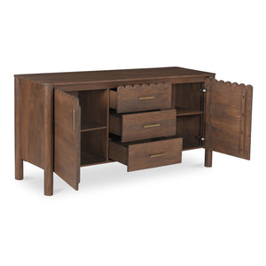 Moe's Home Wiley 3 Drawer Sideboard - Elegant Modern Design With Timeless Charm & Sustainable Mango Wood Craftsmanship Brown Mango Wood,Mango Wood Veneer Over Mdf Back And Drawer Bottom Gz-1164-03