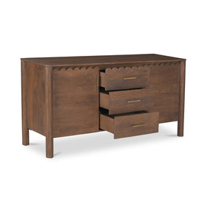 Moe's Home Wiley 3 Drawer Sideboard - Elegant Modern Design With Timeless Charm & Sustainable Mango Wood Craftsmanship Brown Mango Wood,Mango Wood Veneer Over Mdf Back And Drawer Bottom Gz-1164-03