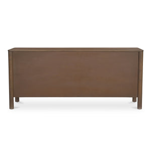 Moe's Home Wiley 4 Door Sideboard: Elegant Modern Design With Timeless Shaker Charm And Intricate Brass Details Brown Mango Wood,Mango Wood Veneer Over Mdf Back And Drawer Bottom Gz-1165-03