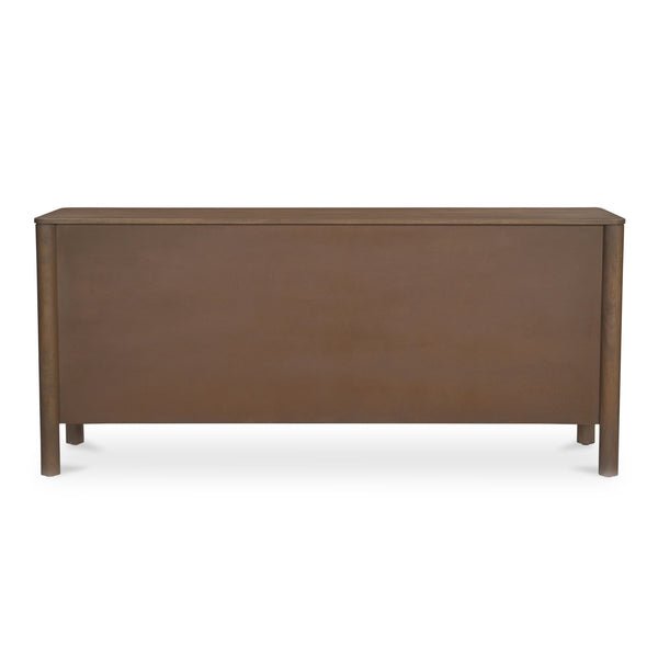 Moe's Home Wiley 4 Door Sideboard: Elegant Modern Design With Timeless Shaker Charm And Intricate Brass Details Brown Mango Wood,Mango Wood Veneer Over Mdf Back And Drawer Bottom Gz-1165-03