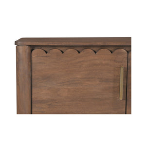 Moe's Home Wiley 4 Door Sideboard: Elegant Modern Design With Timeless Shaker Charm And Intricate Brass Details Brown Mango Wood,Mango Wood Veneer Over Mdf Back And Drawer Bottom Gz-1165-03
