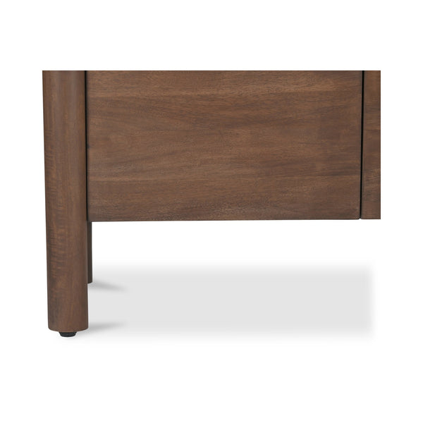 Moe's Home Wiley 4 Door Sideboard: Elegant Modern Design With Timeless Shaker Charm And Intricate Brass Details Brown Mango Wood,Mango Wood Veneer Over Mdf Back And Drawer Bottom Gz-1165-03