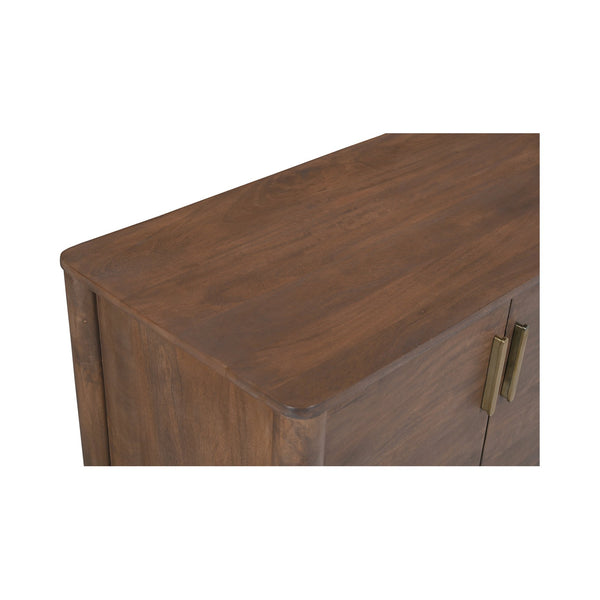 Moe's Home Wiley 4 Door Sideboard: Elegant Modern Design With Timeless Shaker Charm And Intricate Brass Details Brown Mango Wood,Mango Wood Veneer Over Mdf Back And Drawer Bottom Gz-1165-03